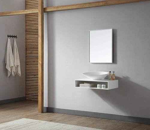 Тумба под раковину ABBER Stein AS1612 подвесная, белая матовая Тумба под раковину ABBER Stein AS1612 подвесная, белая матовая