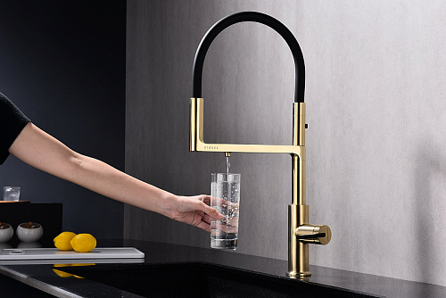Смеситель для кухни Paulmark TORNADO светлое золото To213402-LG Смеситель для кухни Paulmark TORNADO светлое золото To213402-LG