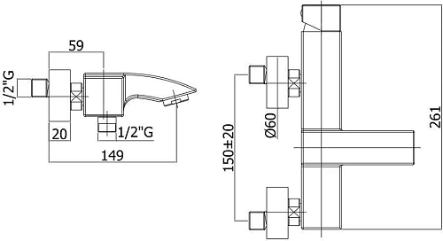 Смеситель для ванны Paffoni Level LEC022CR Смеситель для ванны Paffoni Level LEC022CR