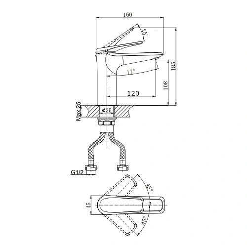 Смеситель для раковины RUSH Nevis (NE1735-12black) черный Смеситель для раковины RUSH Nevis (NE1735-12black) черный
