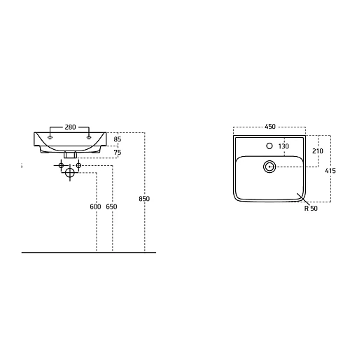 Раковина Sanovit NEON 45 Раковина Sanovit NEON 45