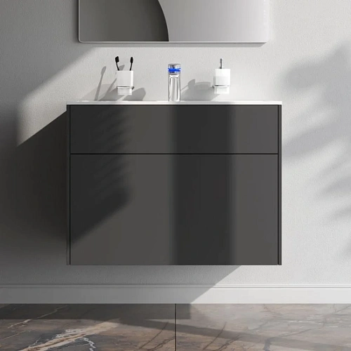 Тумба под раковину AM.PM Inspire V2.0 M50AFHX0803GM подвесная, 80 см, push-to-open, графит матов Тумба под раковину AM.PM Inspire V2.0 M50AFHX0803GM подвесная, 80 см, push-to-open, графит матов