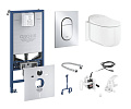 Унитаз SMART GROHE Sensia Arena 120172 в наборе с панелью смыва (хром) системой инсталляции Унитаз SMART GROHE Sensia Arena 120172 в наборе с панелью смыва (хром) системой инсталляции
