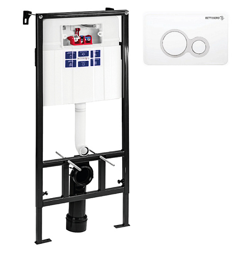 Инсталляция для унитаза BETTOSERB SAVA SLIM SUPERIOR SES40006458 с клавишей смыва DUO белый/хром матовый Инсталляция для унитаза BETTOSERB SAVA SLIM SUPERIOR SES40006458 с клавишей смыва DUO белый/хром матовый