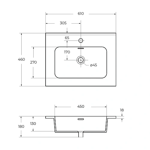 Раковина CEZARES 50202 Bianco 610x460 керамика Раковина CEZARES 50202 Bianco 610x460 керамика