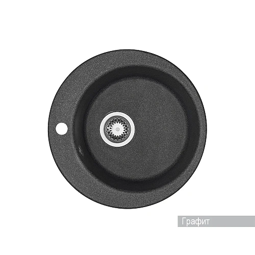 Кухонная мойка Aquaton Иверия 1A711032IV210 из литого мрамора, круглая, графит Кухонная мойка Aquaton Иверия 1A711032IV210 из литого мрамора, круглая, графит