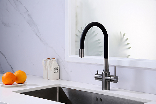 Смеситель для кухни Paulmark Salix вороненая сталь Sa213419-GM Смеситель для кухни Paulmark Salix вороненая сталь Sa213419-GM