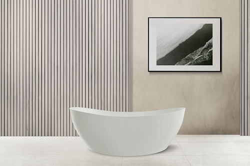 Ванна отдельностоящая ABBER AS9615-1.6 163x85 универсальная, белая матовая, искусственный камень Ванна отдельностоящая ABBER AS9615-1.6 163x85 универсальная, белая матовая, искусственный камень