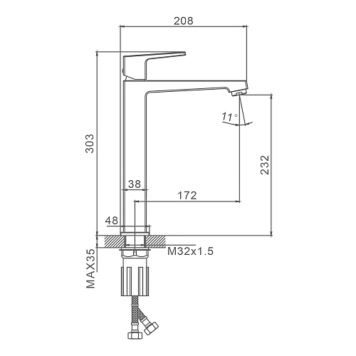 Смеситель для раковины Splenka S01.15.06, черный Смеситель для раковины Splenka S01.15.06, черный
