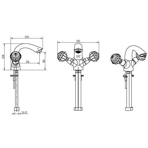 Смеситель для раковины Boheme IMPERIALE Ripresa 331 Смеситель для раковины Boheme IMPERIALE Ripresa 331