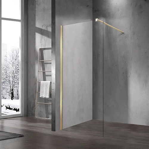 Душевая перегородка Vincea Walk-In VSW-1H100CLG, 1000x2000, матовый золотой, стекло прозрачное Душевая перегородка Vincea Walk-In VSW-1H100CLG, 1000x2000, матовый золотой, стекло прозрачное