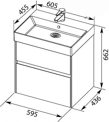 Тумба под раковину Aquanet Бруклин 60 антрацит матовый 00310140 Тумба под раковину Aquanet Бруклин 60 антрацит матовый 00310140