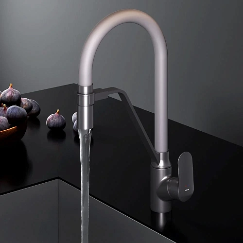 Смеситель для кухни AM.PM Like F8007825 с каналом для питьевой воды и гибким изливом, черный/серый Смеситель для кухни AM.PM Like F8007825 с каналом для питьевой воды и гибким изливом, черный/серый