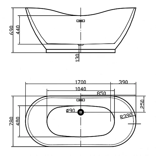 Ванна отдельностоящая Swedbe Vita 8835 1700мм Ванна отдельностоящая Swedbe Vita 8835 1700мм