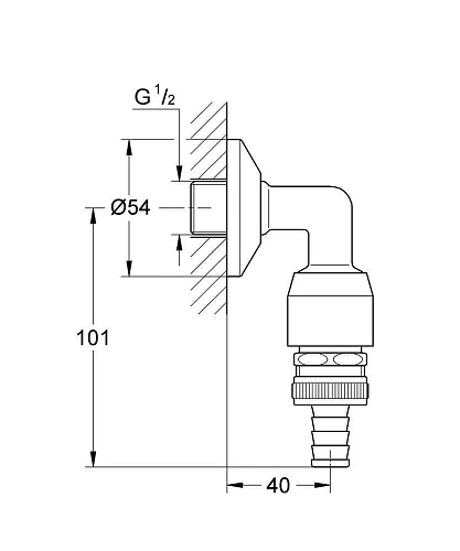 Шланговое подключение GROHE 1/2 дюйма, хром (41126000) Шланговое подключение GROHE 1/2 дюйма, хром (41126000)