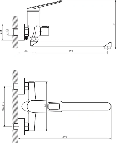 Смеситель для ванны Rush Socotra ST1235-51 хром, с длинным поворотным изливом Смеситель для ванны Rush Socotra ST1235-51 хром, с длинным поворотным изливом