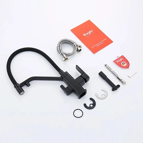 Смеситель для кухни Raglo R85.62.06 с гибким изливом с подключением к фильтру, черный Смеситель для кухни Raglo R85.62.06 с гибким изливом с подключением к фильтру, черный