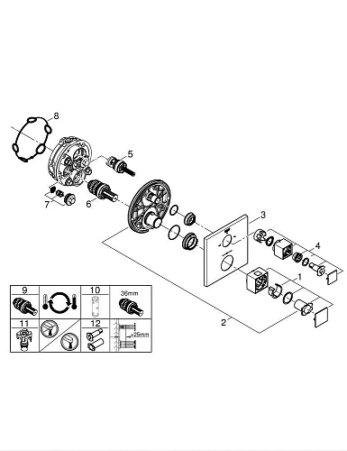 Смеситель для душа GROHE Grohtherm Cube (24155000) на 2 положения, хром Смеситель для душа GROHE Grohtherm Cube (24155000) на 2 положения, хром