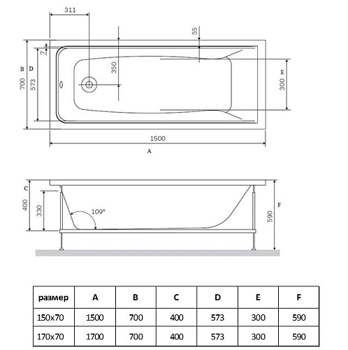 Акриловая ванна Vincea VBT-2G150-FR с каркасом 1500x700x470, пристенная, белая Акриловая ванна Vincea VBT-2G150-FR с каркасом 1500x700x470, пристенная, белая