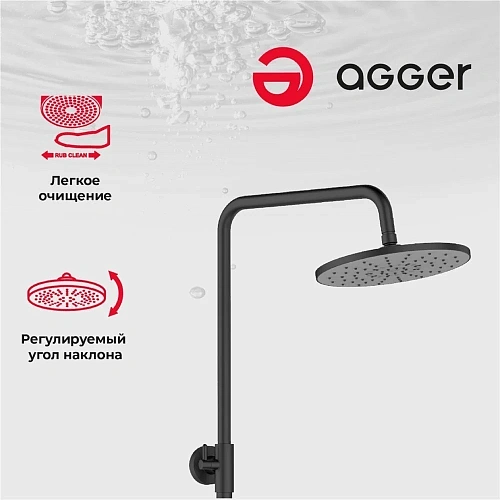 Душевая система Agger Thermo A2451244 с термостатом, черный матовый Душевая система Agger Thermo A2451244 с термостатом, черный матовый