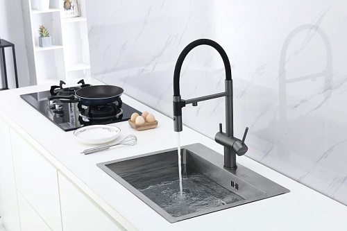 Смеситель для кухни Paulmark Gravity вороненая сталь Gr213888-GM Смеситель для кухни Paulmark Gravity вороненая сталь Gr213888-GM