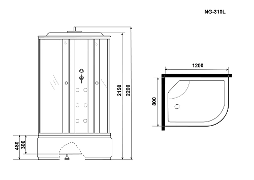 Душевая кабина Niagara Ultra NG-310-01L (1200х800х2200) высокий поддон (48см) 3100164L Душевая кабина Niagara Ultra NG-310-01L (1200х800х2200) высокий поддон (48см) 3100164L