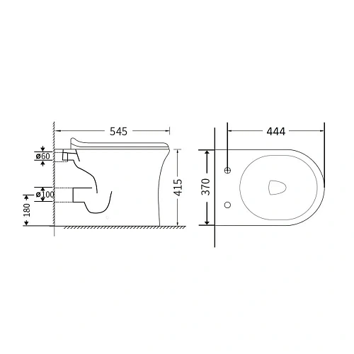 Унитаз приставной Agger AT01200 безободковый, сиденье с микролифтом Унитаз приставной Agger AT01200 безободковый, сиденье с микролифтом