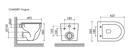 Унитаз подвесной Ceramica Nova VOGUE CN4008T белый Унитаз подвесной Ceramica Nova VOGUE CN4008T белый