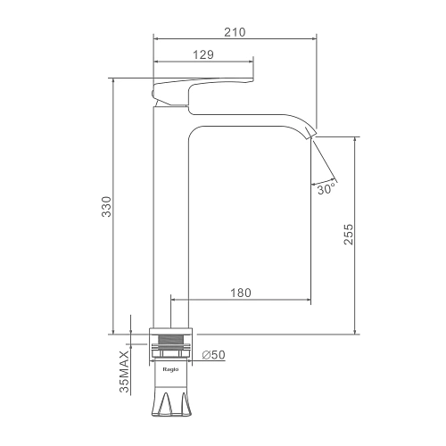 Смеситель для раковины Raglo R02.15.06, черный Смеситель для раковины Raglo R02.15.06, черный