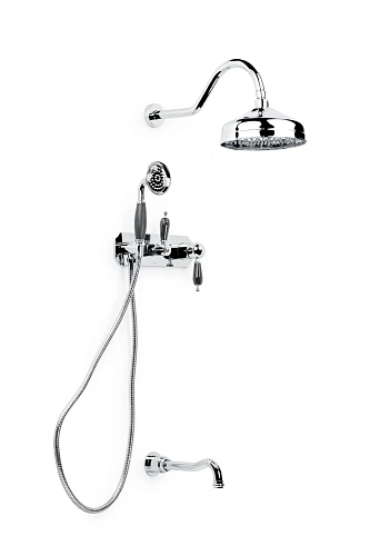 Душевая система Boheme Tradizionale Cromo 268-BLC встраиваемая c черной керамикой Душевая система Boheme Tradizionale Cromo 268-BLC встраиваемая c черной керамикой