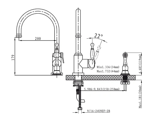Смеситель для кухни Kaiser King 27044 хром Смеситель для кухни Kaiser King 27044 хром