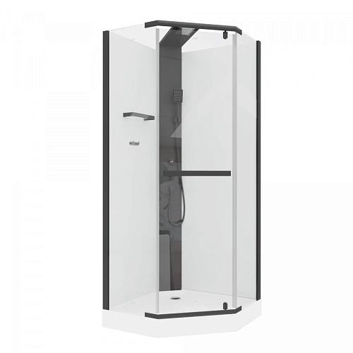 Душевая кабина Ceruttispa CHIKA901B без крыши 90x90x215-225 профиль черный, стекло прозрачное Душевая кабина Ceruttispa CHIKA901B без крыши 90x90x215-225 профиль черный, стекло прозрачное