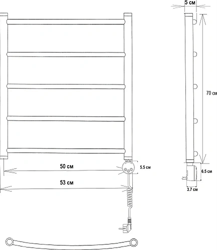 Полотенцесушитель электрический EWRIKA Сафо D 70х50 R, чёрный матовый 465641 Полотенцесушитель электрический EWRIKA Сафо D 70х50 R, чёрный матовый 465641