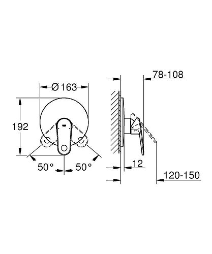 Смеситель для душа GROHE Europlus, хром (19537002) внешняя часть Смеситель для душа GROHE Europlus, хром (19537002) внешняя часть
