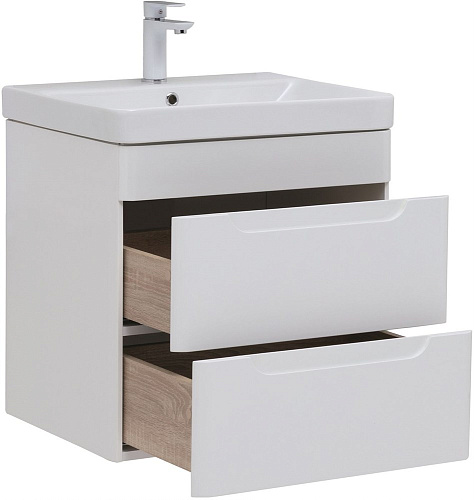 Тумба под раковину Aquanet София 60 белый глянец (2 ящика) 00288905 Тумба под раковину Aquanet София 60 белый глянец (2 ящика) 00288905