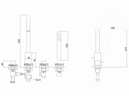 Смеситель на борт ванны ABBER Wasser Kreis AF8113G золото матовое Смеситель на борт ванны ABBER Wasser Kreis AF8113G золото матовое