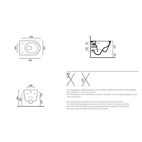 Унитаз подвесной Catalano Zero 0111500001 50x35, безободковый, белый глянцевый Унитаз подвесной Catalano Zero 0111500001 50x35, безободковый, белый глянцевый