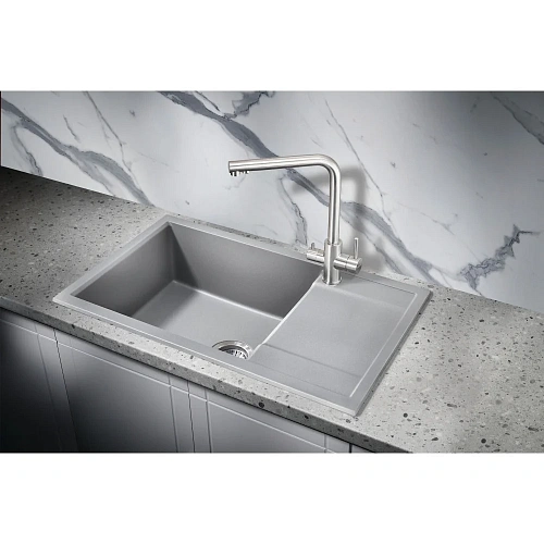 Кухонная мойка Milacio Navarra 78 Cuarzo (MC.77053), серый металлик Кухонная мойка Milacio Navarra 78 Cuarzo (MC.77053), серый металлик