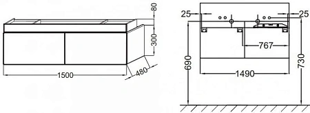 Тумба под раковину Jacob Delafon Terrace Premium 150 см EB1734RU-G1C-G1C Тумба под раковину Jacob Delafon Terrace Premium 150 см EB1734RU-G1C-G1C