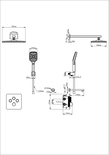 Душевая система Wonzon & Woghand с термостатом, встраиваемая, темный графит (WW-B4005-BGG) Душевая система Wonzon & Woghand с термостатом, встраиваемая, темный графит (WW-B4005-BGG)