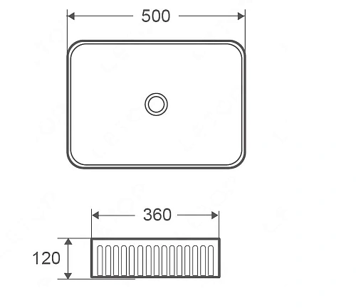 Раковина Sintesi SIN-LVB-APP-418 накладная белая 500x360x120, без отверстия под смеситель Раковина Sintesi SIN-LVB-APP-418 накладная белая 500x360x120, без отверстия под смеситель