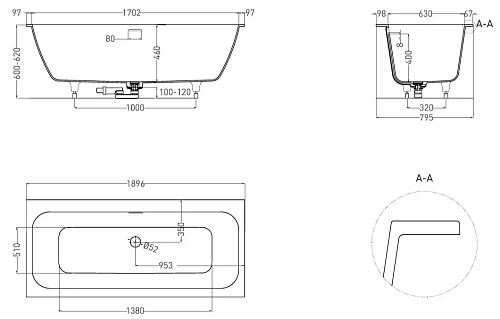 Ванна из искусственного камня Salini ORLANDA AXIS KIT 190x80 103321M S-Stone Ванна из искусственного камня Salini ORLANDA AXIS KIT 190x80 103321M S-Stone