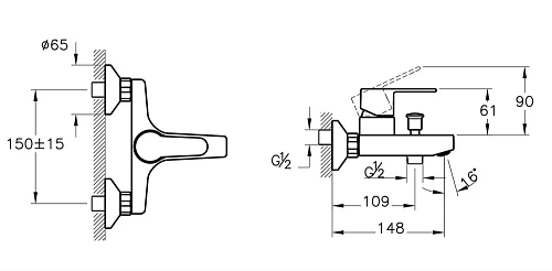 Смеситель для ванны Vitra Win S A42676EXP Смеситель для ванны Vitra Win S A42676EXP