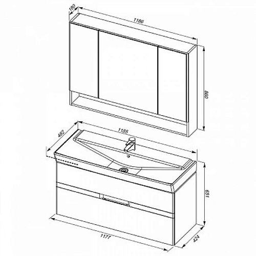 Комплект мебели Aquanet Виго 120 белый 00183669 Комплект мебели Aquanet Виго 120 белый 00183669