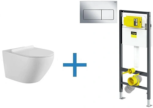 Комплект унитаза с инсталляцией Aquanet Rimless Cetus W Short LX-1900 (инсталляция Viega Prevista Dr Cetus W Short + 792824 Комплект унитаза с инсталляцией Aquanet Rimless Cetus W Short LX-1900 (инсталляция Viega Prevista Dr Cetus W Short + 792824