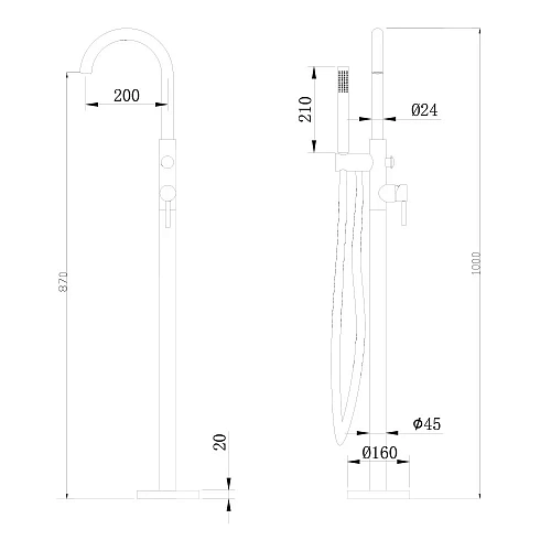 Смеситель для ванны ABBER Wasser Kreis AF8115NG напольный, никель Смеситель для ванны ABBER Wasser Kreis AF8115NG напольный, никель