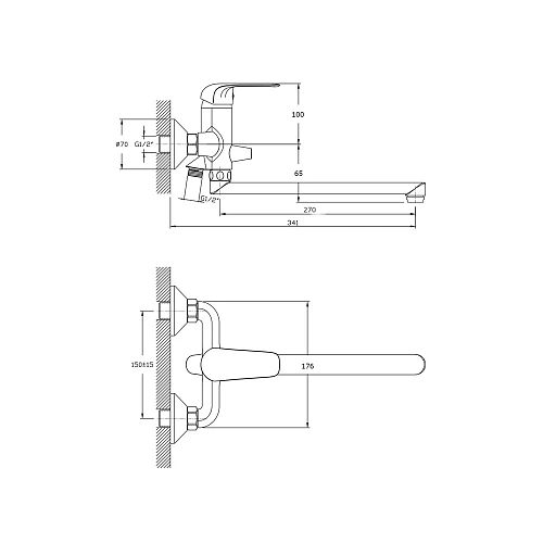 Смеситель для ванны Rush Fiji FI1835-51 хром, с длинным поворотным изливом Смеситель для ванны Rush Fiji FI1835-51 хром, с длинным поворотным изливом