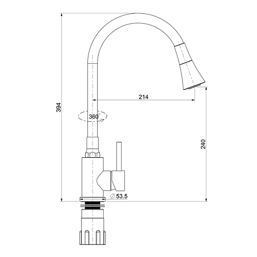 Смеситель для кухни Splenka S201.4308.03 с гибким изливом, золотой сатин Смеситель для кухни Splenka S201.4308.03 с гибким изливом, золотой сатин