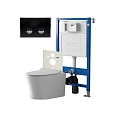 Комплект инсталляции Point Элемент П PN45121 с клавишей смыва Венера, черный/хром, PN44071BC и унитазом Вега с сиденьем микролифт PN41711 Комплект инсталляции Point Элемент П PN45121 с клавишей смыва Венера, черный/хром, PN44071BC и унитазом Вега с сиденьем микролифт PN41711