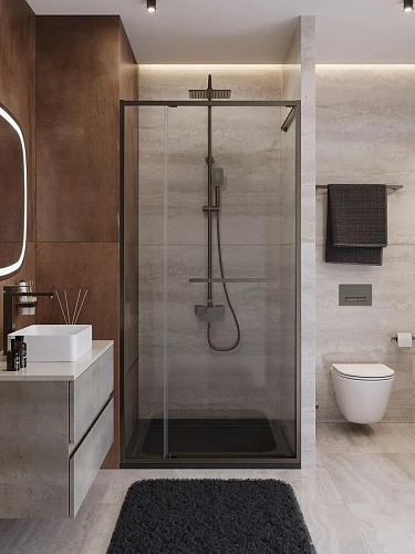 Душевая дверь CEZARES LUX-B-FS-11-110-C-GM 110 см, профиль оружейная сталь, стекло прозрачное Душевая дверь CEZARES LUX-B-FS-11-110-C-GM 110 см, профиль оружейная сталь, стекло прозрачное